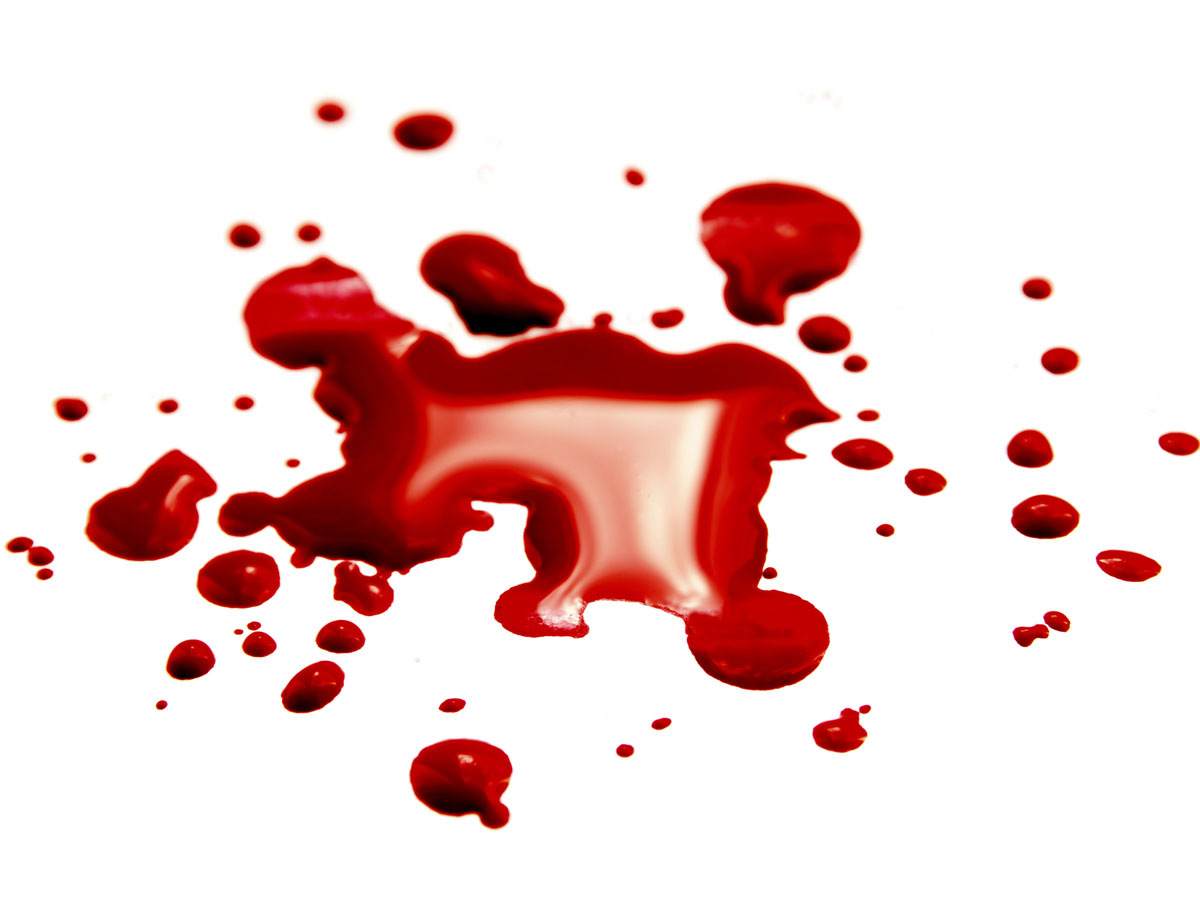 Splatter of blood isolated on white background